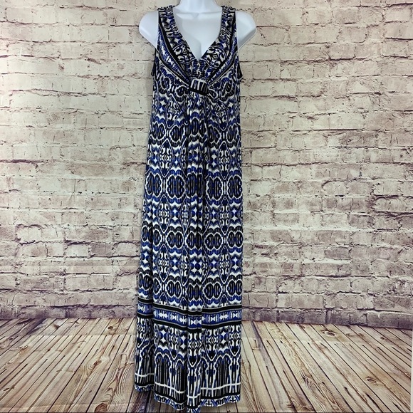 CB Established 1962 Blue Black Print Sleeveless Maxi Dress - Picture 1 of 14
